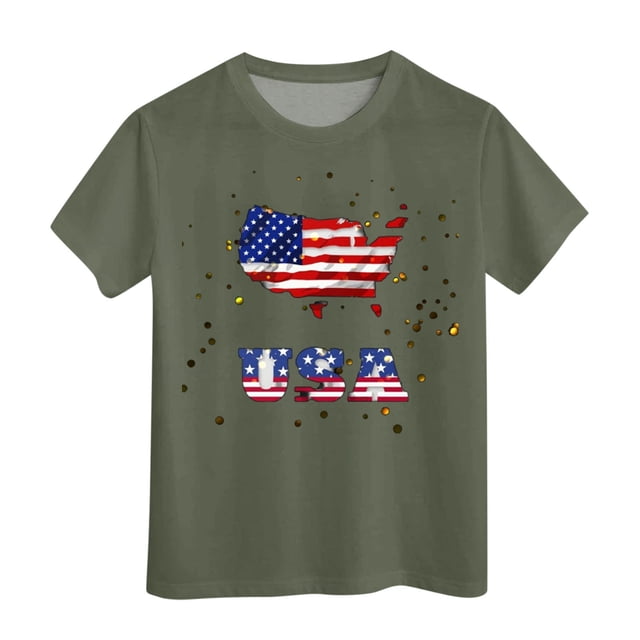 TZEWGL Tops For Newborn Short Sleeved Independence Day Printed Crewneck Blouse For Newborns size 6-7T