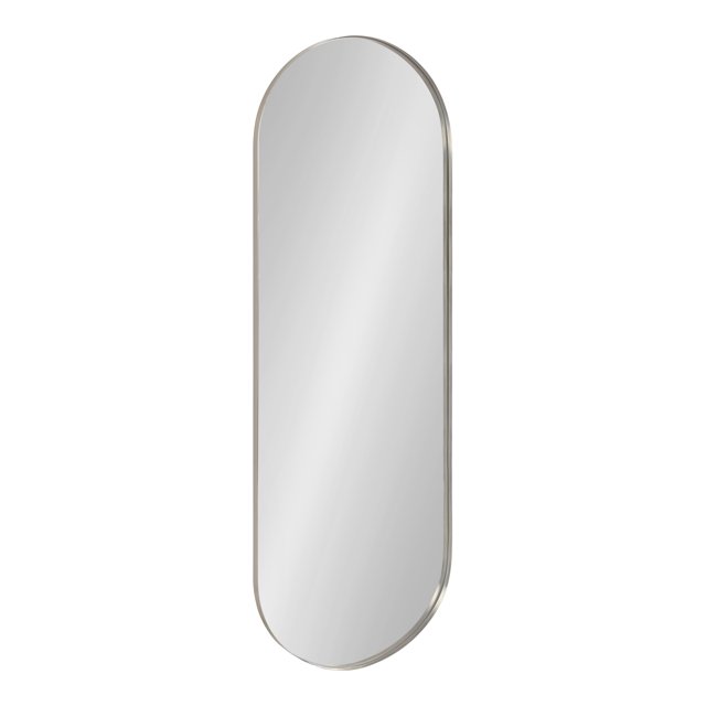Kate and Laurel Rollo Modern Capsule Wall Mirror, 16 x 48, Silver, Decorative Full Length Oval Mirror for Wall
