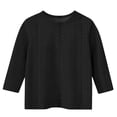 thumbnail image 4 of MeetoTime T-shirt à Col Rond à Manches 3/4 Uni pour Enfants, Décontracté, Ample, Printemps Été, pour Garçons et Filles, 4 of 5