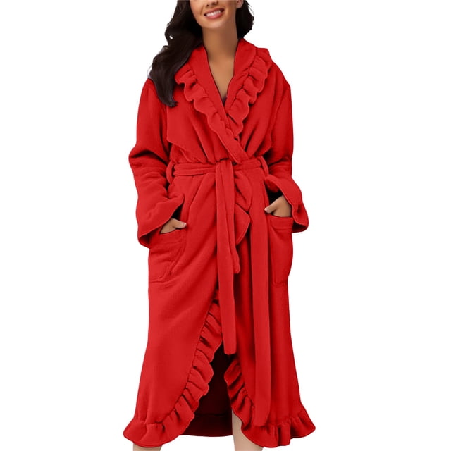Peignoirs pour Femmes Peignoir à Capuche en Molleton Éponge Peignoir pour Femmes Peignoir Léger de Sauna Robe de Maison Long Peignoir Peluche Femme Pyjama en Flanelle
