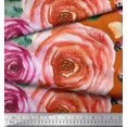 thumbnail image 2 of Soimoi Tissu en Coton Canard Feuilles & Roses Imprimé Tissu au Mètre 56 Pouces de Large, 2 of 3