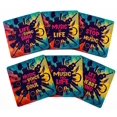 thumbnail image 1 of Inkdotpot Set of 6 Drink Coasters DecorativeNon,SlipCork Base4-inch Square PrintedCoastersEasy Clean- Music Quote, 1 of 8