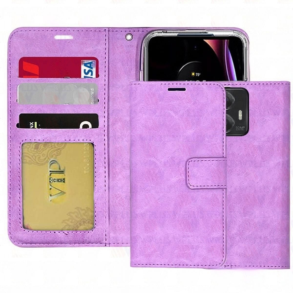 [PST] Motorola Moto Edge 2025 Wallet Case, Leather Magnetic Card Slot Wallet Folio Flip Case Cover