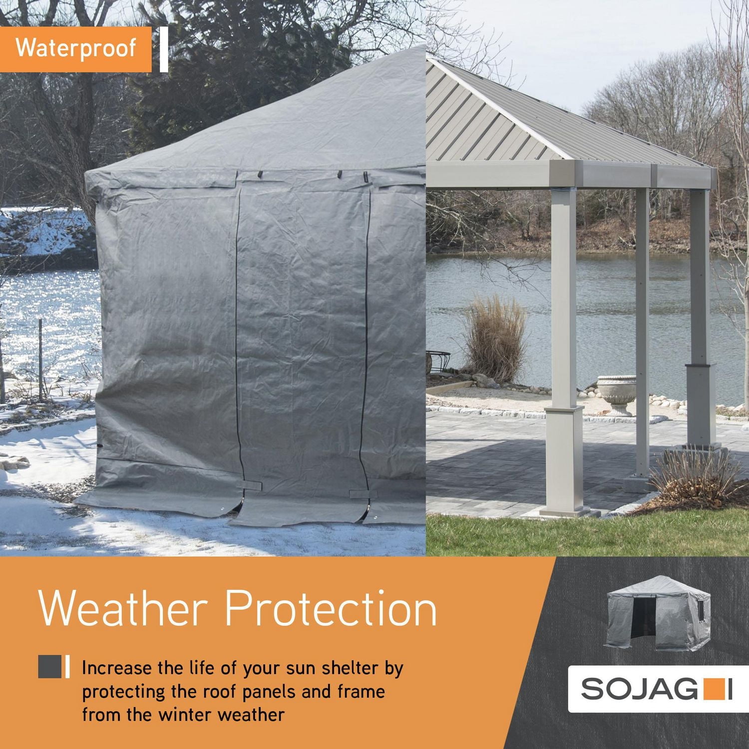 Sojag, toile d'hiver grise Plus pour abri soleil, 12 pi x 12 pi, accessoires pour abris soleil