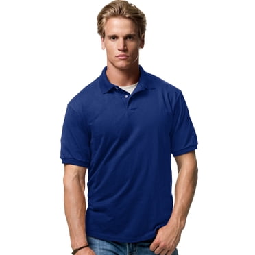 Hanes Cotton-Blend Men`s Jersey Polo, 2XL, Deep Royal