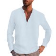 thumbnail image 4 of PMUYBHF T-Shirts Graphiques pour Hommes Mode Décontractée Printemps et Automne Couleur Unie Col à Boutons Manches Longues, 4 of 6