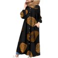 thumbnail image 2 of Robes Décontractées pour Femmes Mode pour Femmes Col en V Ample Manches Longues Coton Lin Imprimé Robe Longueur Cheville Robe Longue Robes à Manches Longues pour Femmes en Liquidation, 2 of 8