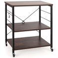 thumbnail image 1 of Costway 3-Tier Kitchen Baker's Rack Microwave Oven Storage Cart w/ Hook Charcoal, 1 of 10