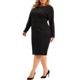 thumbnail image 4 of GRACE & GRANDEUR Robe Fourreau Grande Taille pour Femmes Bureau Travail Robe à Manches Longues Noir 1X, 4 of 5