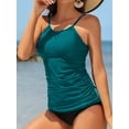 thumbnail image 4 of Charmo Women's High Neck Tankini Tops Only Tummy Control Swimsuit Top Ruched Swim Top Without Bottoms, 4 of 5