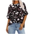 thumbnail image 1 of Pisexur Hauts d'Été pour Femmes Mode Décontractée Manches Courtes Col Rond T-Shirts Confortables Amples Surdimensionnés Imprimé Floral Blouses Hauts Mode T-Shirts Imprimés Graphiques Grande Taille Tops de Sortie P-5TG, 1 of 7