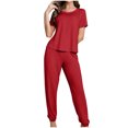thumbnail image 2 of Qtocio Ensemble de Pyjama pour Femmes, Ensemble de Nuit Décontracté à Col Rond Uni, 2 of 5