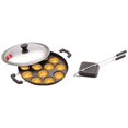 thumbnail image 1 of Black Sandwich Toaster + 12 Cavity Black Appam Patra Side Handle With Lid, 23 Cm - Non-stick Inner Layer, 1 of 4