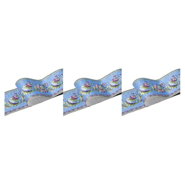 Thinsony Wood Marbling SelfAdhesive Skirting Line Exquisite Workmanship And Retro Fashion And Environmentally Friendly PVC Blue lantern flower 3Set