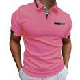 thumbnail image 1 of Dvkptbk Men Short Sleeve Button Regular Pullover Top Comfort Casual Work T-Shirts on Clearance, 1 of 4