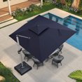 thumbnail image 1 of PURPLE LEAF 9 x 11FT Deluxe Rectangular Patio Umbrella, Large Offset Cantilever Umbrella with 360° Rotation, Navy Blue, 1 of 13