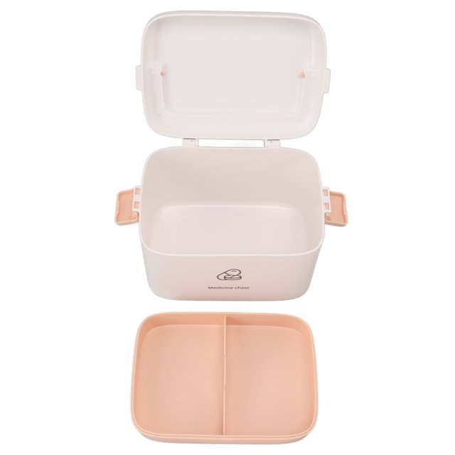 Medicine Box, Thickened PP First Aid Safe Medication Storage Box Container with Removable Tray & Portable Handle, Family Emergency Medicine Kit Case Organizer