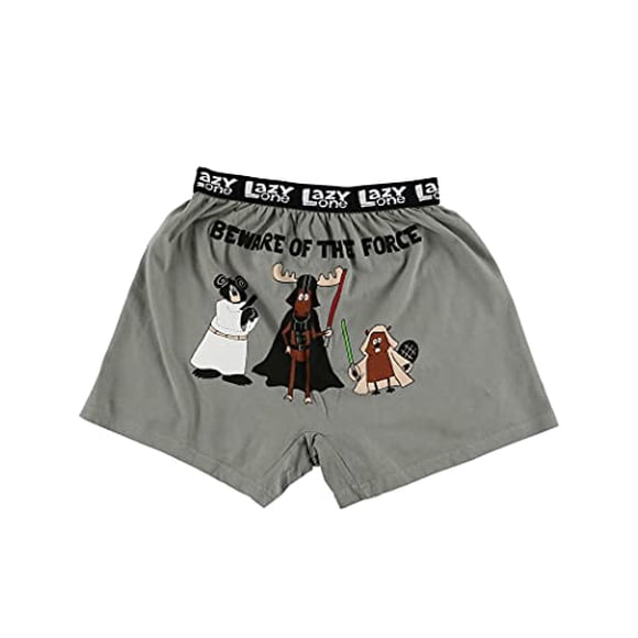 Lazy One Funny Animal Boxers, Novelty Boxer Shorts, Humorous Underwear, Gag Gifts for Men (Beware of The Force, X-Large)
