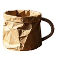 thumbnail image 1 of Minimalist Paper Bag Design Ceramic Mug Unique Pleated Texture Novelty Coffee Cup for Home and, 1 of 4