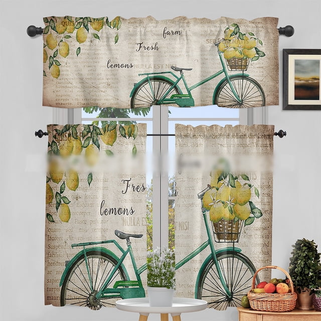 Innerwin Short Curtain Light Filtering Half Kitchen Curtains Rod Pocket Modern Window Drapes Decor Decorative Tier Simple Letters Printed Style S 2pc: 27.5x45in