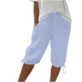 thumbnail image 1 of Yanlir Women's Comfortable Straight Pants Solid Color Capris Design Summer Drawstring Casual Shorts for Versatile and Fashionable Wear, 1 of 7