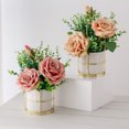 thumbnail image 4 of relayinert Simulation Flower Set Low Maintenance Easy To Clean Fake Peony Silk Hydrangea Flower Silk Artificial Flowers With Vase rose blue 1Set, 4 of 6