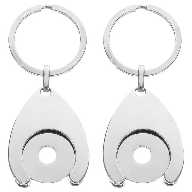 2pcs Trolley Coin Holder Keychains Ornament Metal Keyring Coin Holder Supermarket Shopping Cart Chip Key Chain Pendant