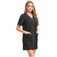 thumbnail image 3 of Aislor Robe d'Uniforme d'Infirmière pour Femmes à Manches Courtes, Tenue de Travail Médicale avec Poches, Chemise Boutonnée, Uniforme de Sarrau Noir m, 3 of 7