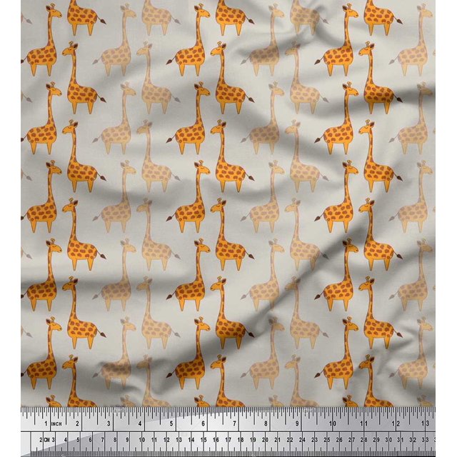 Soimoi Poly Georgette Fabric Giraffe Kids Fabric Prints by Yard 42 Inch Wide