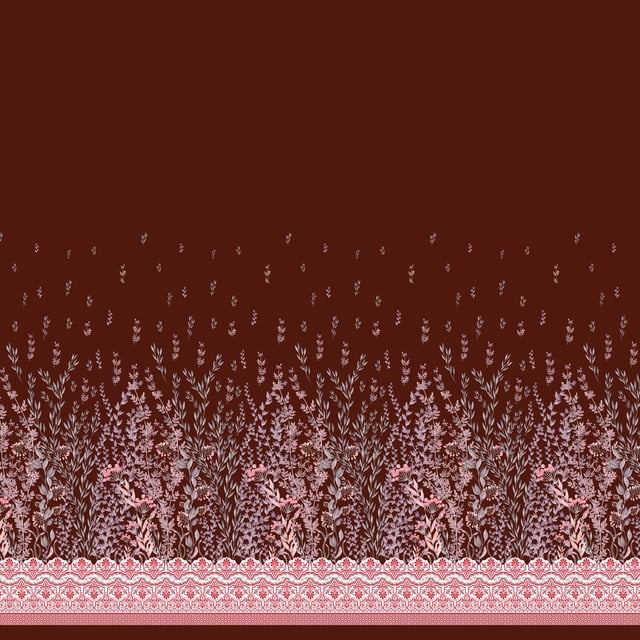Soimoi Rayon Fabric Damask & Leaves Panel Print Fabric by Yard 56 Inch Wide