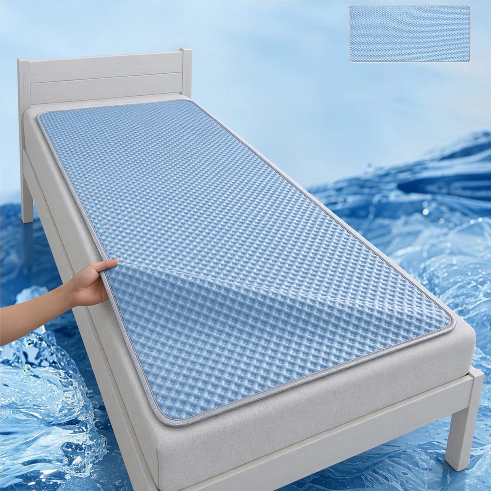 Summer Cool Mattress Pad,Wicking and Breathable Mattress Topper Cover,Mooth Noiseless Mattress Pad Fitted Sheet,Cooling Bedsheet Mat,Square Soft Foldable Bedding Matting,Mattress Protector Cover