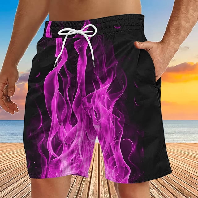 Mens Shorts, Mens Casual Independence Day Printed Drawstring Trouser Beach Shorts Pants with Pocket