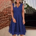 thumbnail image 3 of Birdeem Womens V-Neck Fashion Casual Solid Color Lace Sleeveless Dress, 3 of 6