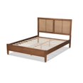 thumbnail image 3 of Baxton Studio Redmond Mid-Century Modern Walnut Brown Finished Wood and Synthetic Rattan Full Size Platform Bed, 3 of 5