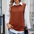 thumbnail image 2 of WRKEKC Sweaters for Women Autumn Winter Casual Sleeveless Solid Color Knit Vest with Round Neck Button Detail Open Front Slit Design for Layering Over Tops, 2 of 9