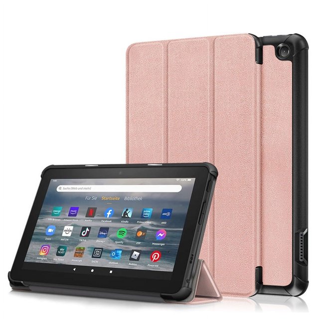 Pour All-New Fire 7 Fire7 2022 Étui Pliant Support Magnétique Étui Arrière Rigide en PC pour Amazon Fire 7 2022 Étui pour Tablette 12e Génération Or Rose Fire 7 2022 12e Gén