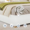 thumbnail image 4 of Full Size Cloud Bed Frame, Low Bed Frame Without Headboard, Corduroy Upholstered Low Platform Bed with Solid Wood Legs, No Box Spring Required, Quiet and Easy Assembly, White, 4 of 8
