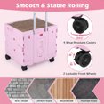 thumbnail image 4 of Gymax Foldable Utility Cart on 4 Rotate Wheels w/Telescoping Handle Lid & Cup Holder Pink, 4 of 10