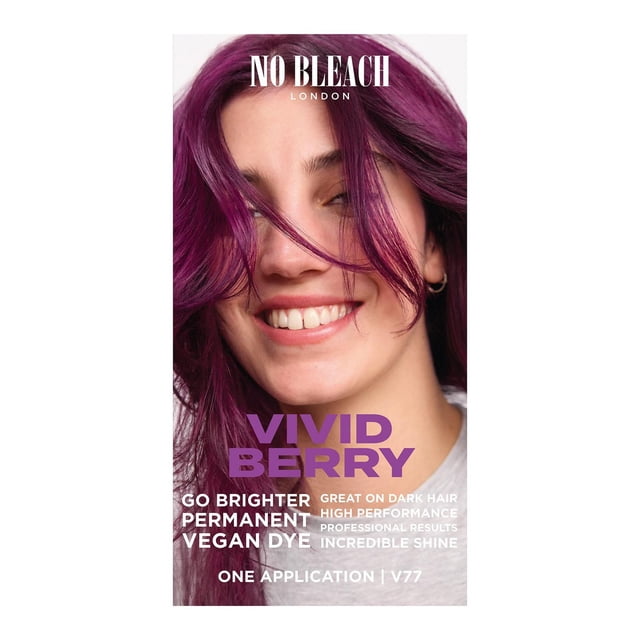 Bleach London Vivid Berry Trousse Permanente Mettant en Valeur des Cheveux Longs et Ondulés dans une Teinte Rose Violacé Vif, avec une Formule Végane Sans Décoloration Qui Offre une Couleur de Cheveux Permanente et Haute Performance avec une Brillance Incroyable, Convient aux Cheveux Foncés en une application.