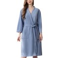 thumbnail image 1 of fastboy Women Water Absorption Bath Robe Solid Waffle Bathrobe Spa Home Dress Nightgown, 1 of 8
