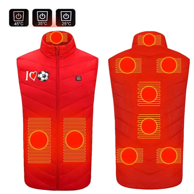 RXIRUCGD Plus Size Heated Coat For Men And Women 9 Heating Heated Jacket Winter Heating Coat( Red, Size:XL )