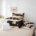thumbnail image 5 of YST Ensemble de Literie Moderne Géométrique 7 Pcs Format Simple Brun Noir Rayures Ensemble de Couette pour Enfants Adultes Rétro Cercles Tourbillons Ensemble de Literie Déco de Chambre Texture Abstraite Couleur Art Drap Plat, 5 of 5