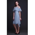 thumbnail image 2 of Bimba Tunique à Épaules Dénudées Imprimée Teinture sur Nœuds Bleue pour Femmes Robe de Soirée Col Rond - Très Grande Taille, 2 of 6