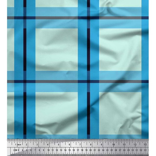 Soimoi Moss Georgette Fabric Check Check Printed Fabric 1 Yard 42 Inch Wide