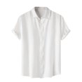 thumbnail image 1 of Penkiiy Chemise Décontractée pour Homme Unie à Col Rabattu à Manches Courtes avec Fermeture à Boutons Blouse Hawaïenne TG Blanc, 1 of 9
