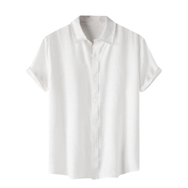 Penkiiy Chemise Décontractée pour Homme Unie à Col Rabattu à Manches Courtes avec Fermeture à Boutons Blouse Hawaïenne TG Blanc