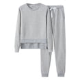 thumbnail image 1 of FAIWAD Women 2 Pieces Outfits Round Neck Irregular Split Sweatshirt Sweatpants Pullover Tracksuit, 1 of 9
