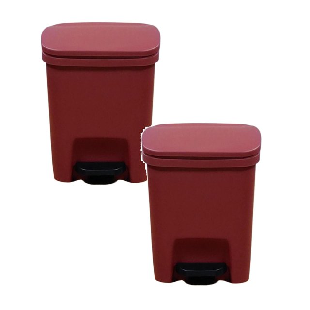 Oleegame 2PC Trashcans For Bedroom 10L Gallon Trash Can Plastic Step On Kitchen Trash Can Black Compost Bathroom Trash Garbage Can Kitchen Trash Red