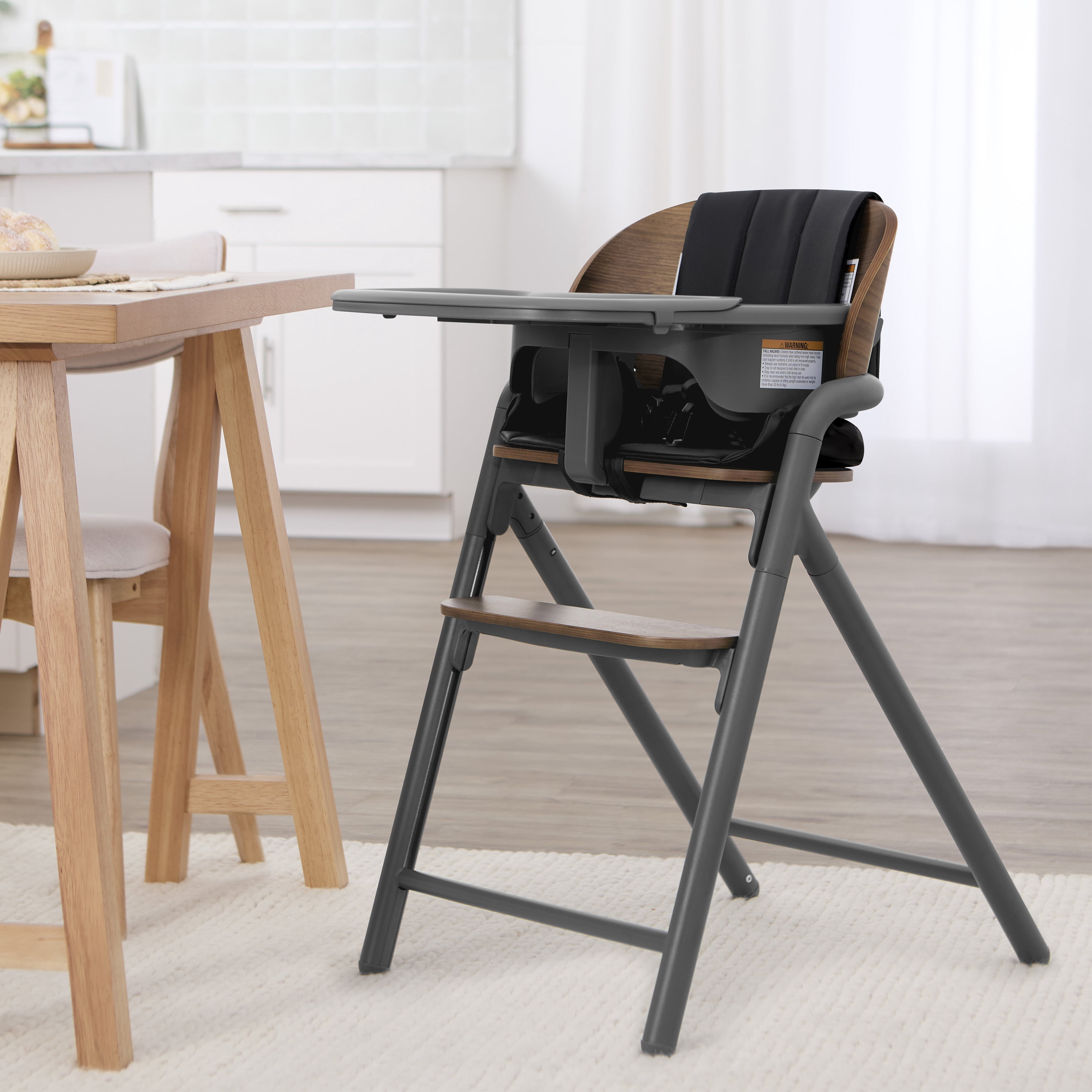 Evolur Step and Savor Convertible High Chair, Walnut Gray