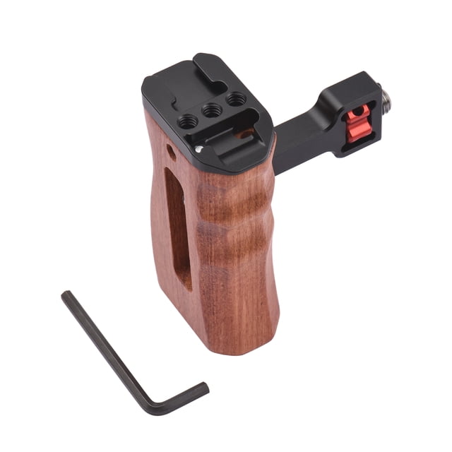 Riwcyla Adjustable Wooden Cage Handle LeftRight Side Hand Grip 38 Inch Screw ,Style Mount with Cold Shoe Mount Compatible with SmallRig Video Cage